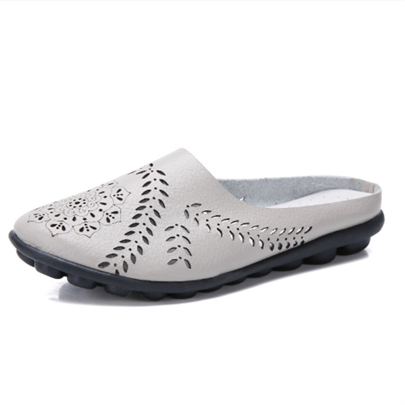 Plus-size Summer Cowhide Peep-toe Half Slippers For Women foto 5