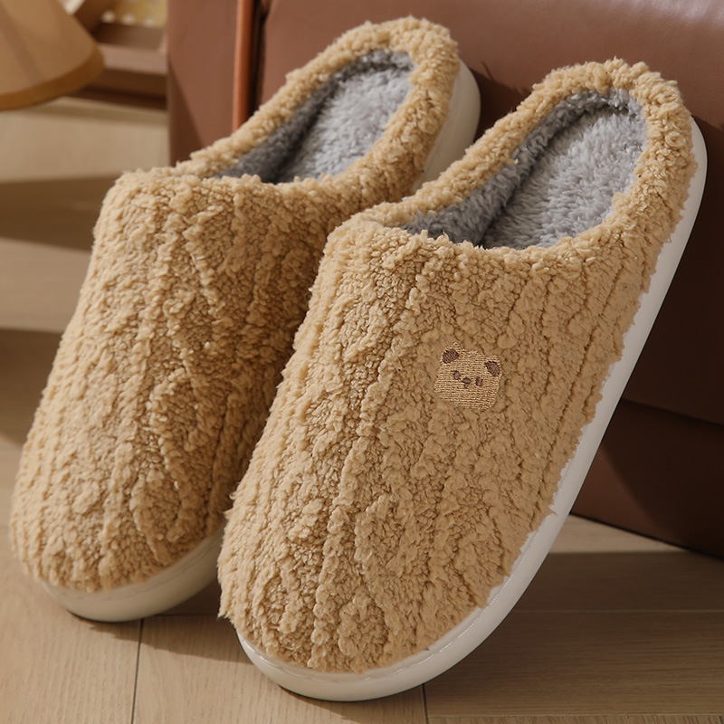Thick-soled, Warm Plaid Plush Slippers For Indoor Winter Wear foto 2