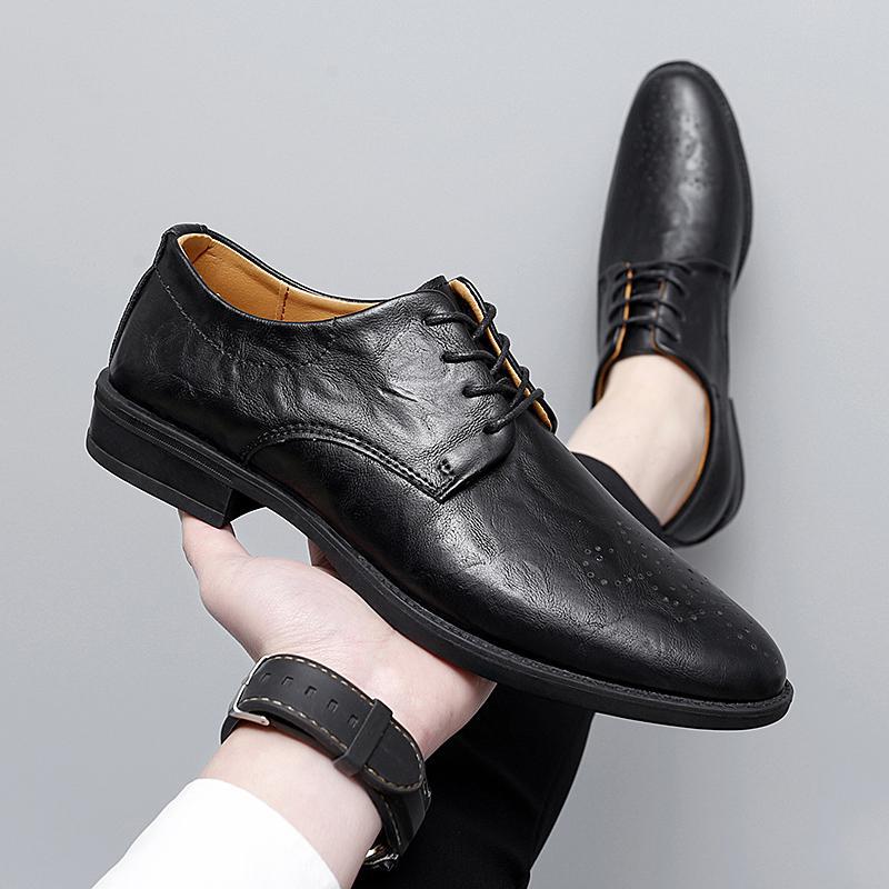 Men's Korean-style Trendy British-style Pointed Leather Shoes foto 2