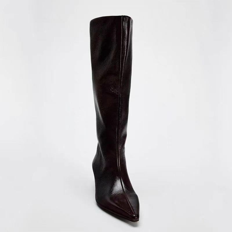 Women's British Style Pointed Toe High Leg Boot foto 4