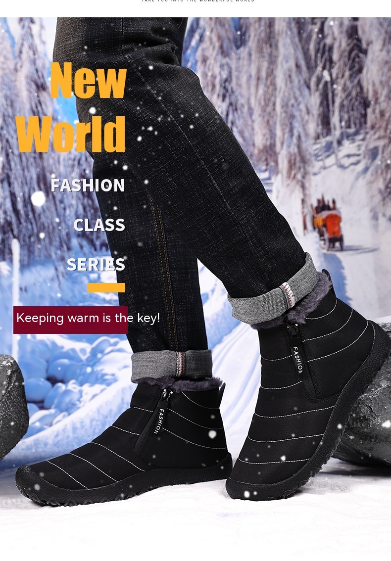 Outdoor Thickening Thermal Cotton Shoes Zipper Fleece-lined Winter Men's Shoes foto 3