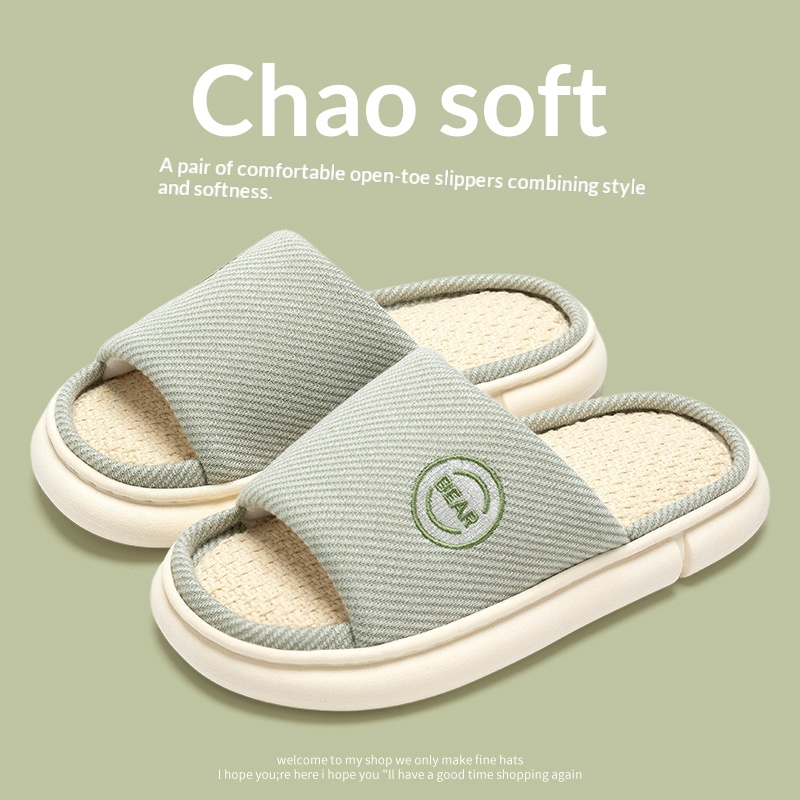 Household Spring And Autumn Indoor Home And Office Cotton And Linen Slippers foto 5
