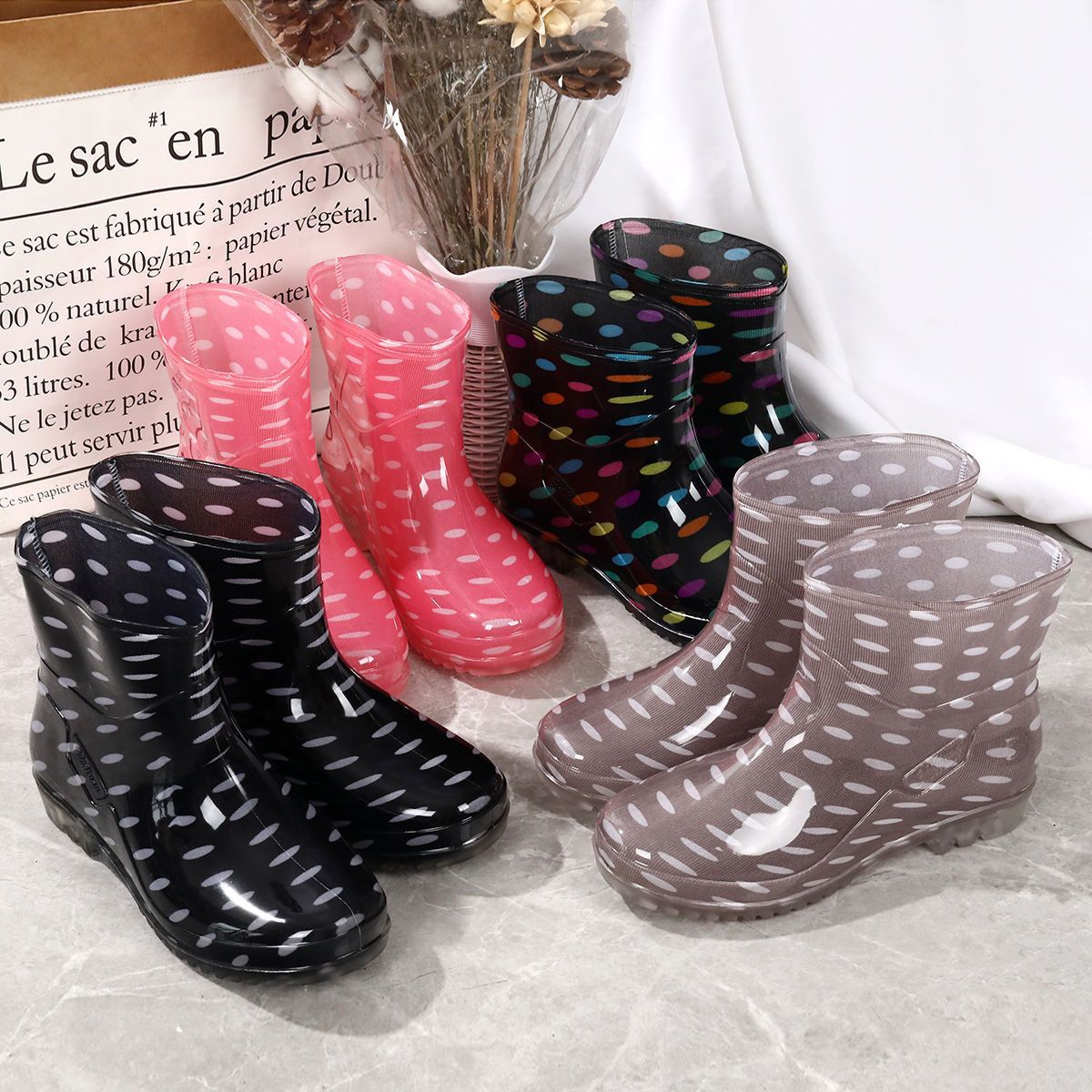 Four Seasons Fashion Rain Boots Women's Short Low-top Adult Waterproof Non-slip Water foto 5