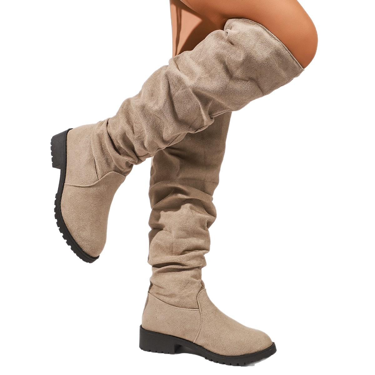 Fleece-lined Winter Low-heel Slip-on Over-the-knee Boots For Women foto 4