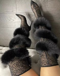 Foreign Trade Fashion Wool-Trim Pointed-toe Stiletto Boots foto 4