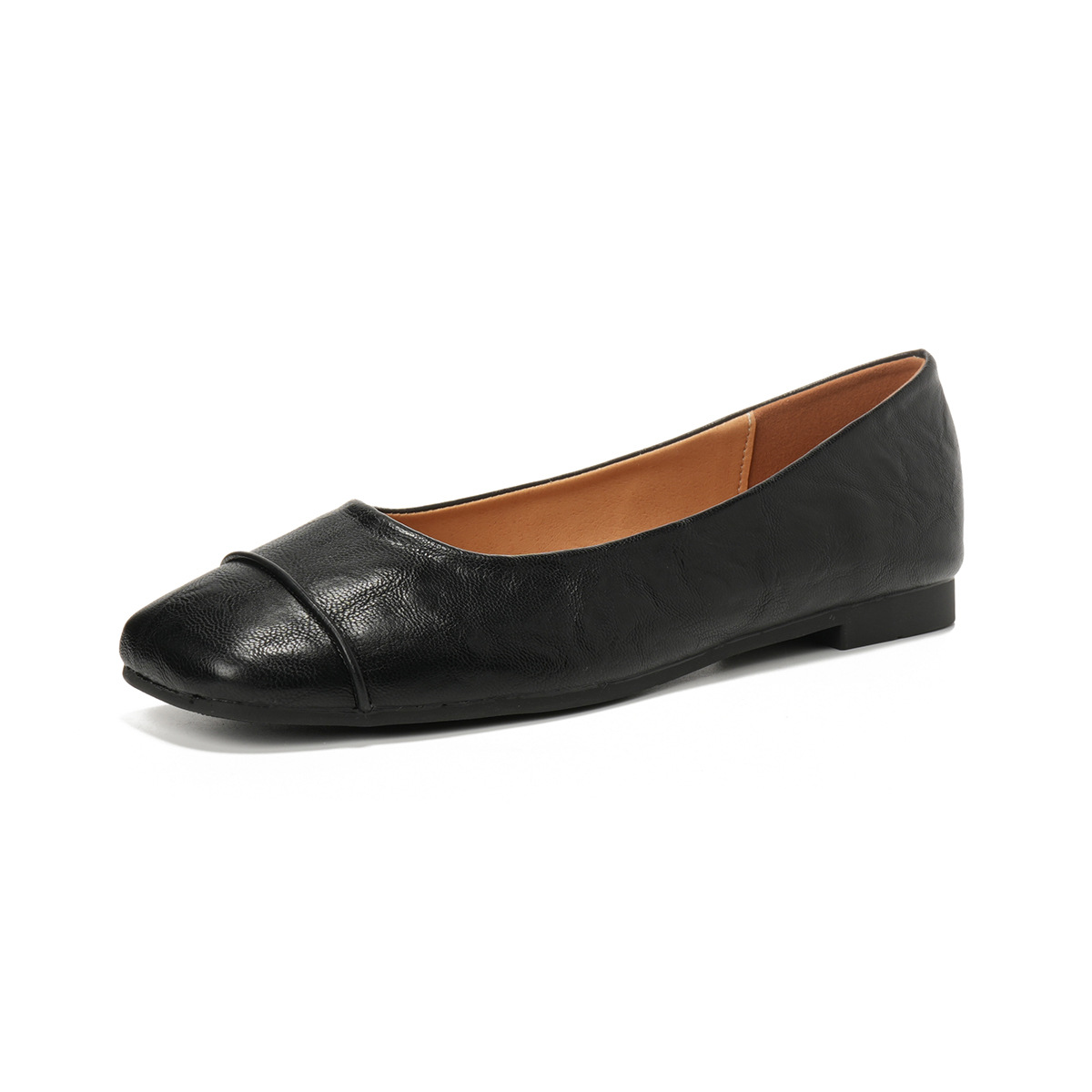 Retro Square-toe Leather Low-cut Office Pumps foto 2