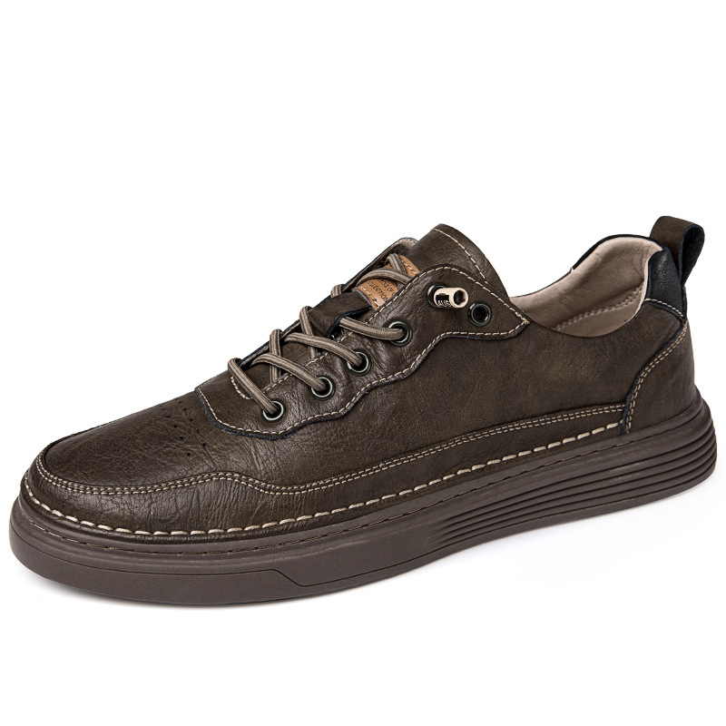 Versatile Sports Casual Low-top Cowhide Flat Shoes foto 3