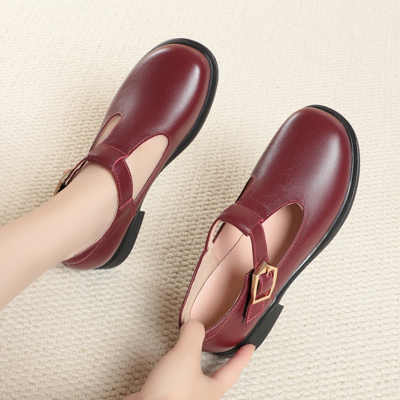 Round-toe Leather British-style Ready-to-ship Large-size Womens Shoes foto 2