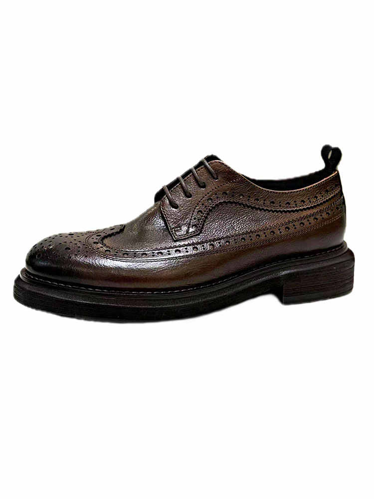 Brogue Men's Shoes Thick Bottom Height-increasing Leather Leather Shoes foto 2