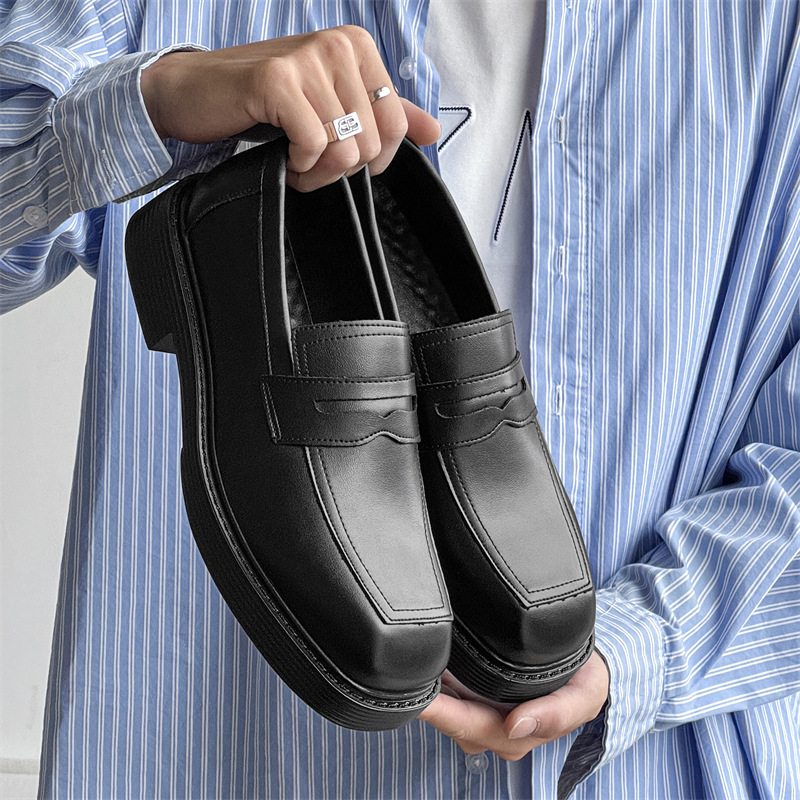Hong Kong Style Thick-soled British Style Leather Shoes Spring And Autumn Single-layer Shoes foto 2