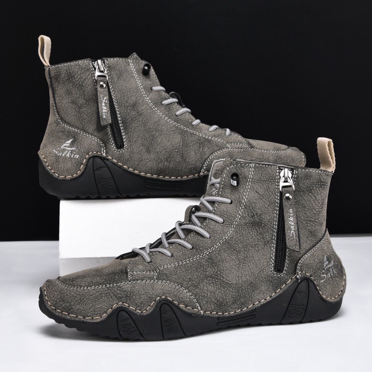 Men's High-top Handmade Leisure Ankle Boots foto 4
