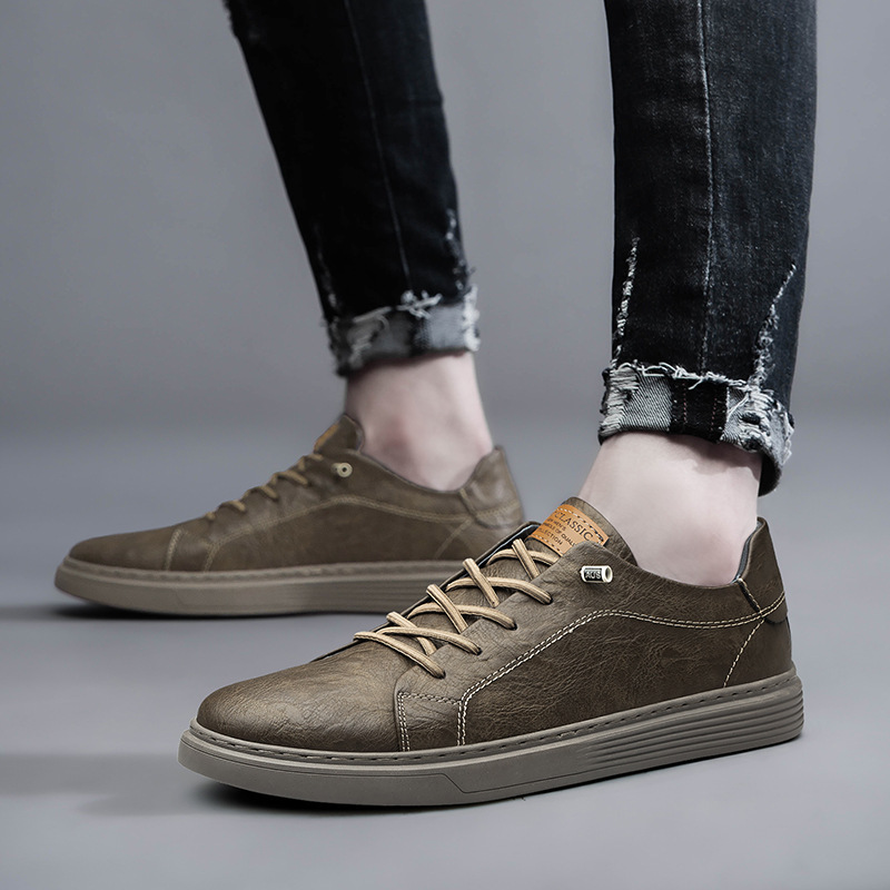 Two-layer Cowhide Casual Sneakers Low-top Men's Shoes foto 4