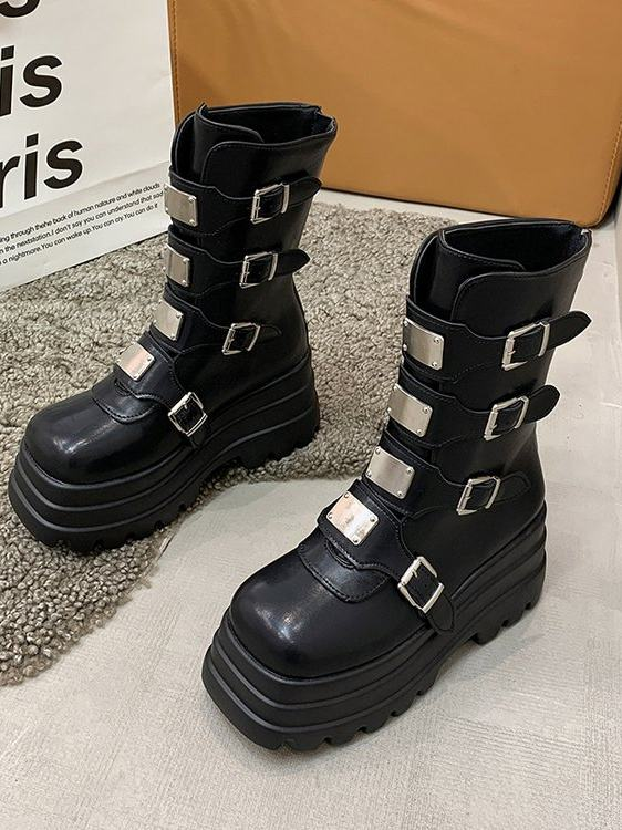 Dark Rock-style Platform With A Chunky Sole Womens Punk-inspired Dr Martens-style Boots foto 3