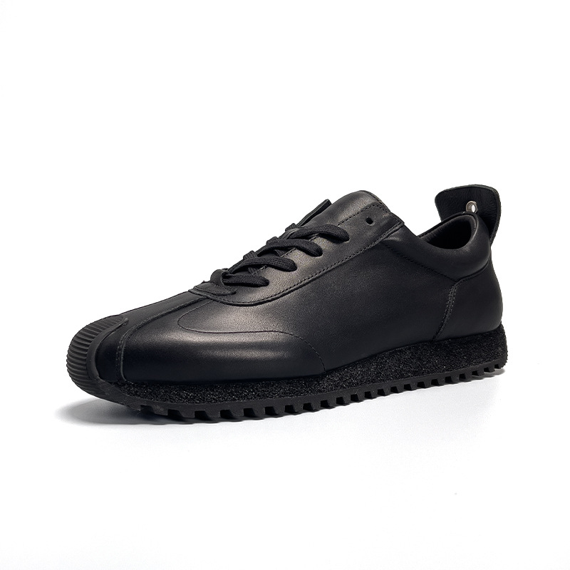 Simple Black Cowhide Casual Men's Genuine Leather Shoes foto 4