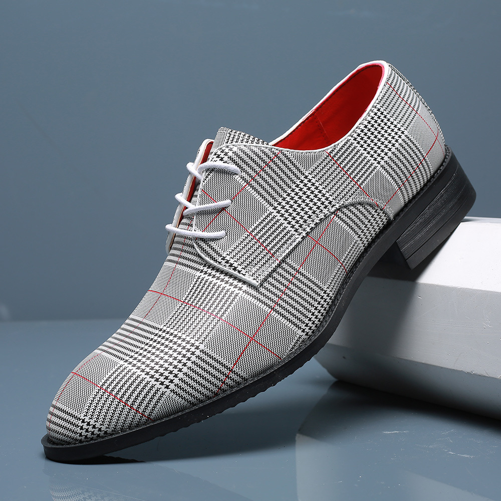 Men's Fashion Business Casual All-match Leather Shoes Lace-up Stripes foto 5