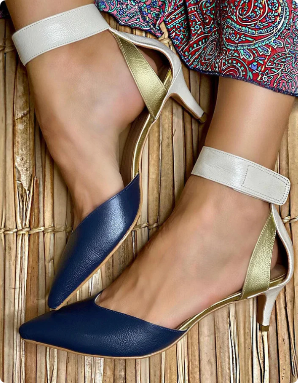 Middle Heel Fine Heel Color Matching Matching Hollowed Sandals foto 2