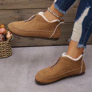 Cotton Boots Women's Casual Solid Color Suede Retro Large Size Snow Boots foto 4