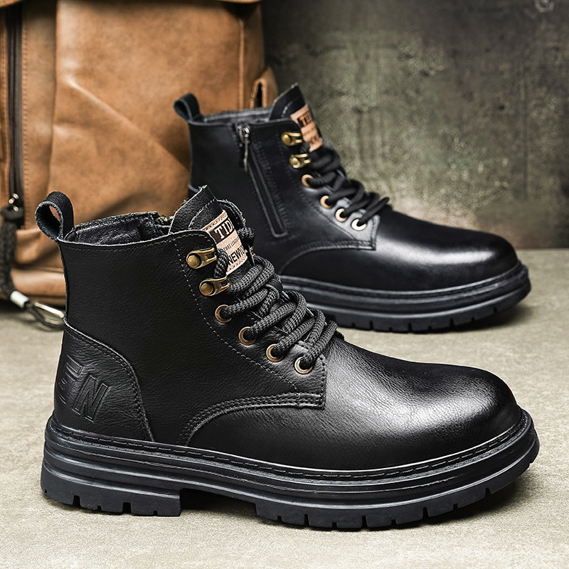 New Trendy Autumn And Winter High-top American Vintage Work Boots foto 4