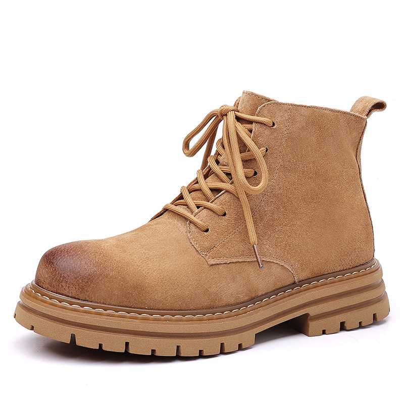 High-top Leather Shoes Leather Zipper Short Boots foto 2
