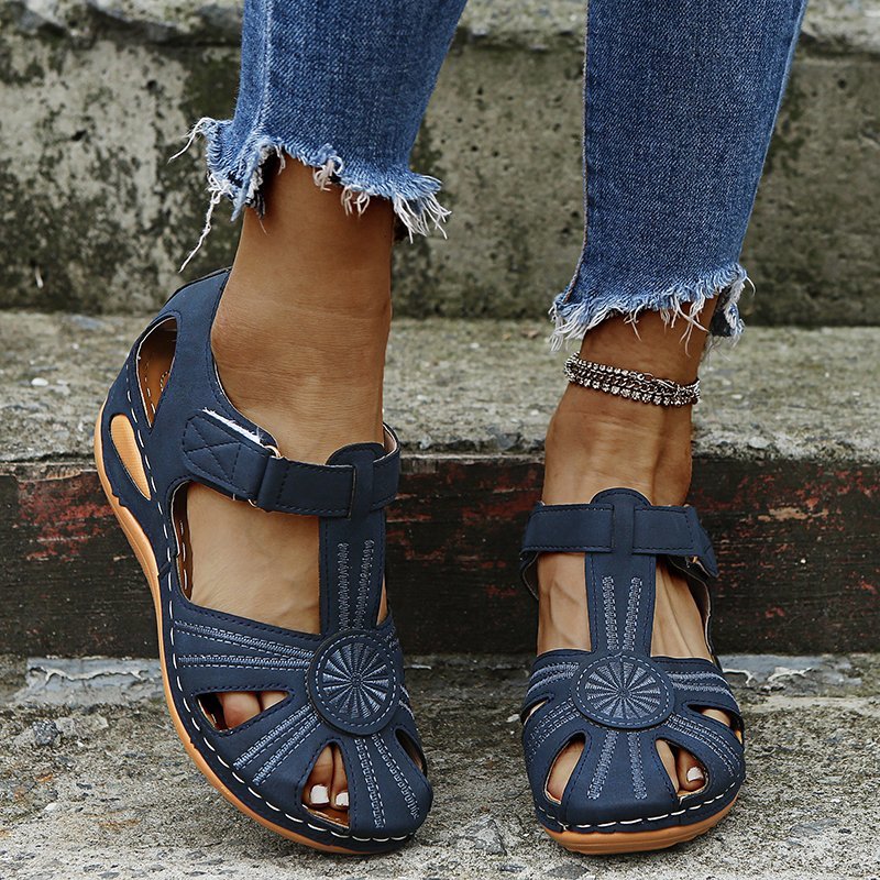 Cutout Round-Toe Velcro Womens New Style Beach Sandals foto 4