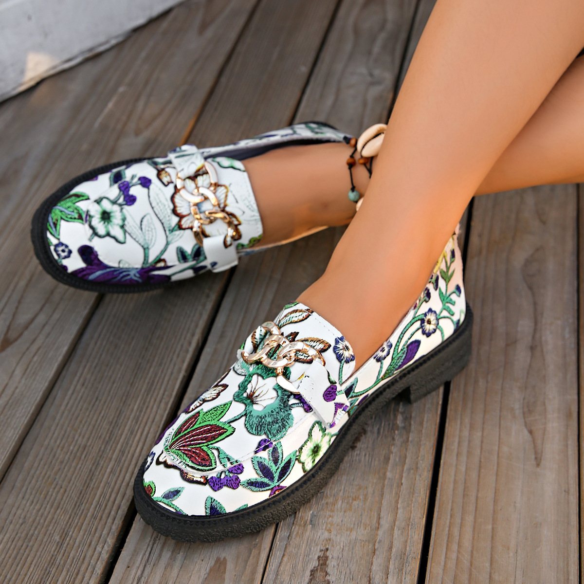 Plus Size British Style Loafers All-matching Western Style Chunky Heel
