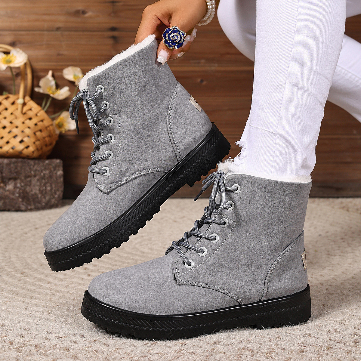 Women's Fashionable Waterproof High-top Cotton-padded Snow Boots foto 5