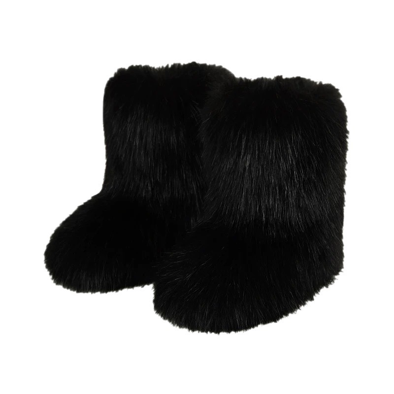 European And American Imitation Raccoon Fur Winter Warm Mid-calf Women's Shoes foto 3