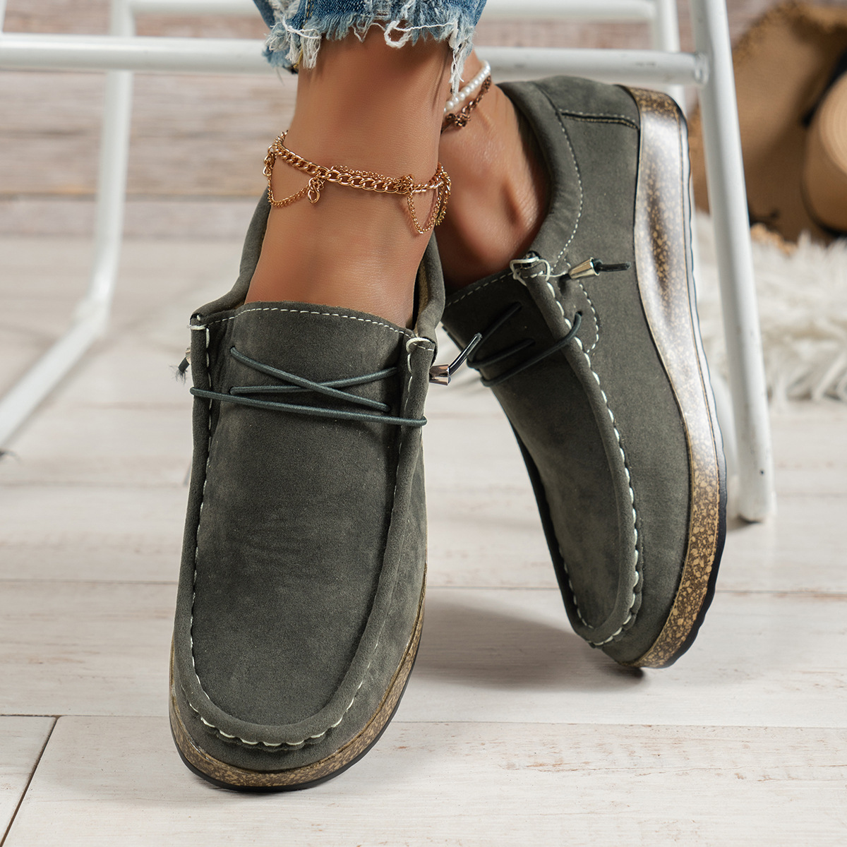 Plus Size Women's Shoes Flat Elastic Band Slip-on Casual Shoes foto 5