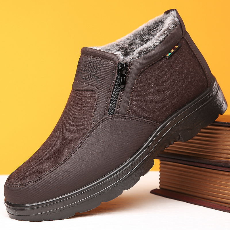 Men's Cotton Shoes Fleece Lined Padded Warm Keeping Middle-aged And Elderly Waterproof Non-slip foto 2