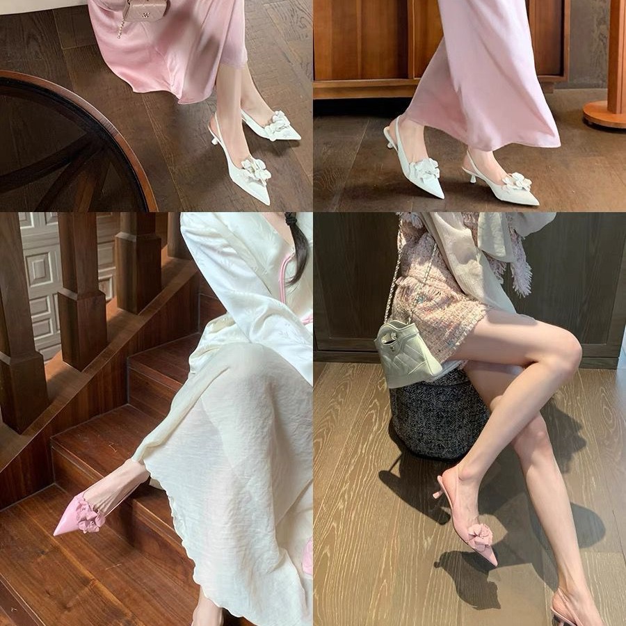Small Sharp Point Low-cut Hollow Flower High Heels For Women foto 5