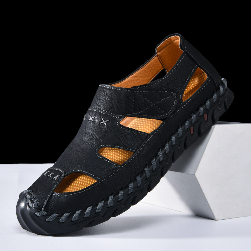 Men's Casual Hand-stitched Velcro Sandals foto 5