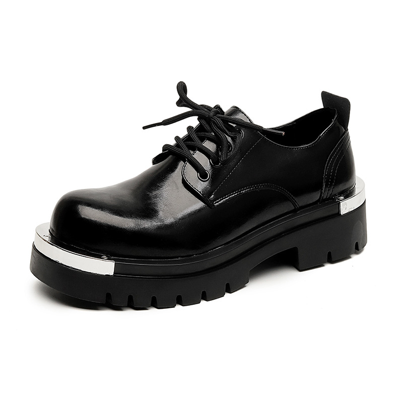 Fashionable Thick-Soled Height-Boosting Men's Leather Shoes foto 2