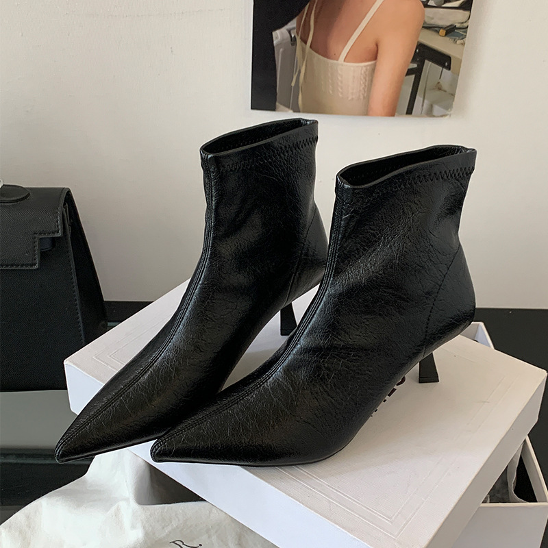 Women's Fashion Pointed Toe Stiletto Heel Ankle Boots foto 2