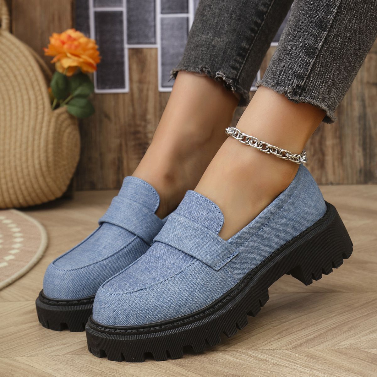 Retro Platform Loafers Casual Versatile Single-layer Shoes foto 3