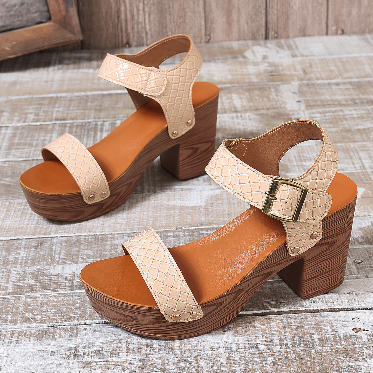 Women's High-heeled Sandals Strap Peep Toe Sandals