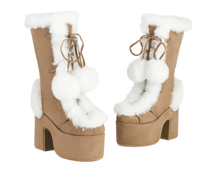 Womens Fashion Mid-Cut Furry Boots foto 4