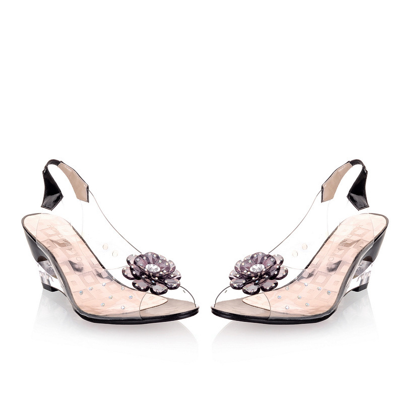 Womens Fish-mouth High-heeled Shoes Summer Transparent Crystal Shoes foto 3