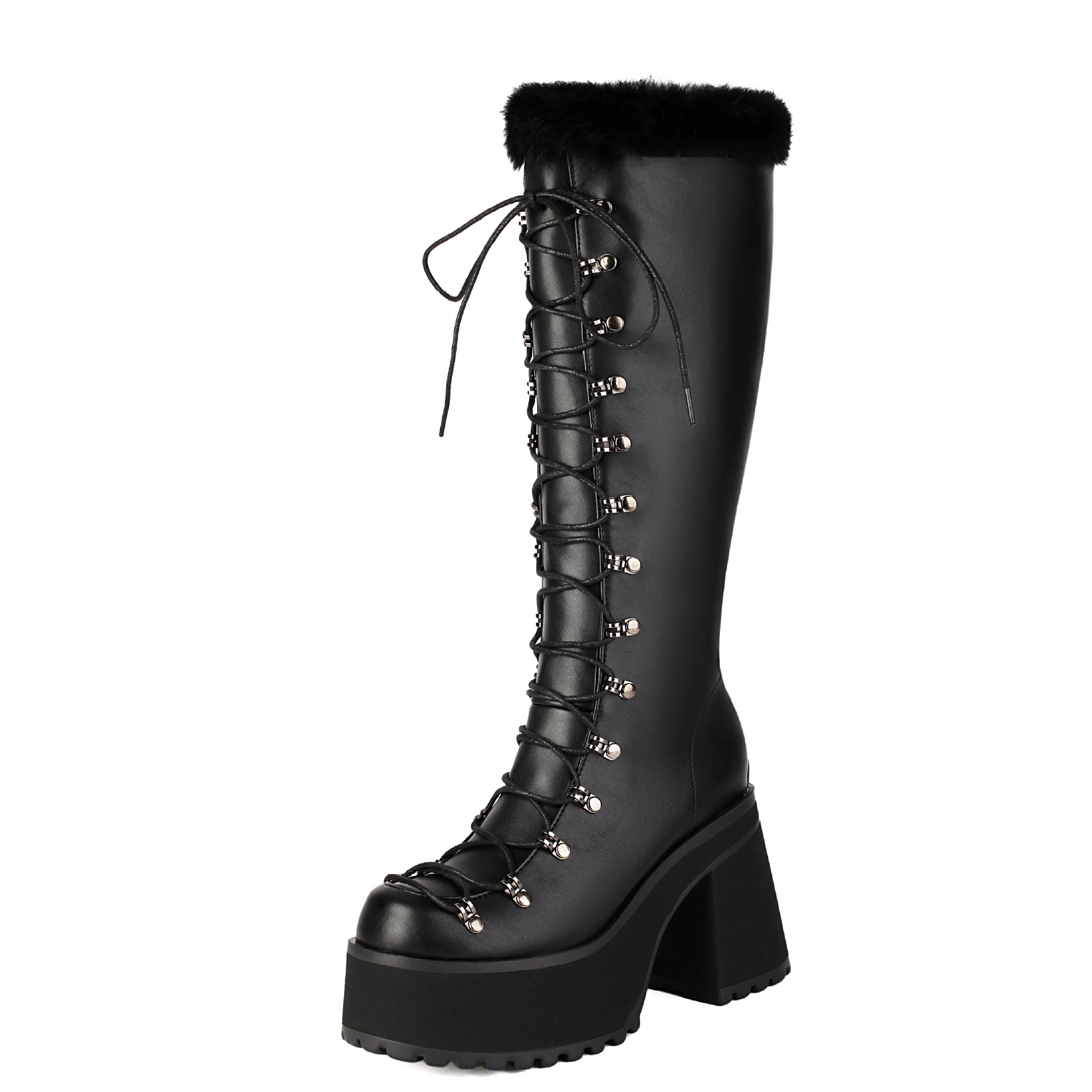 Women's British-style Casual Boots With A Fur Collar And Laces foto 3