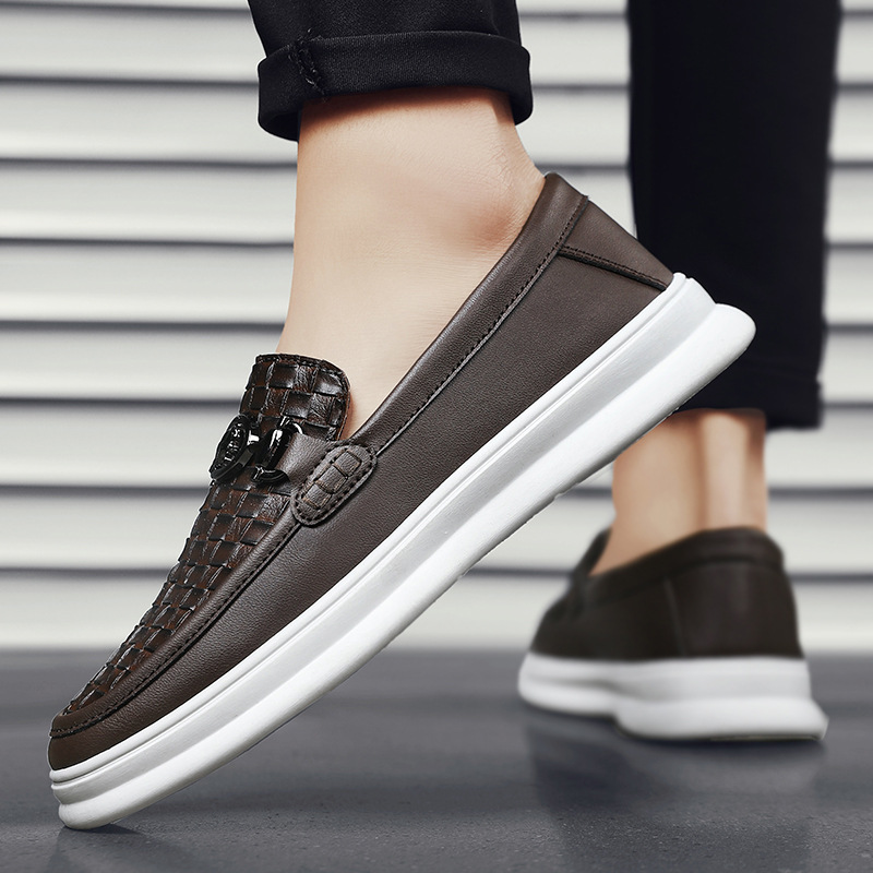 Fashion Retro Men's British Style Low-top Slip-on Small Leather Shoes foto 2