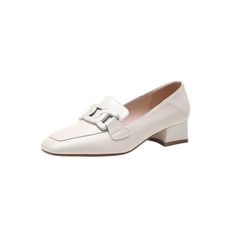 British Style Chunky Heel Pumps One Pedal Loafer Women's Mid Heel foto 2