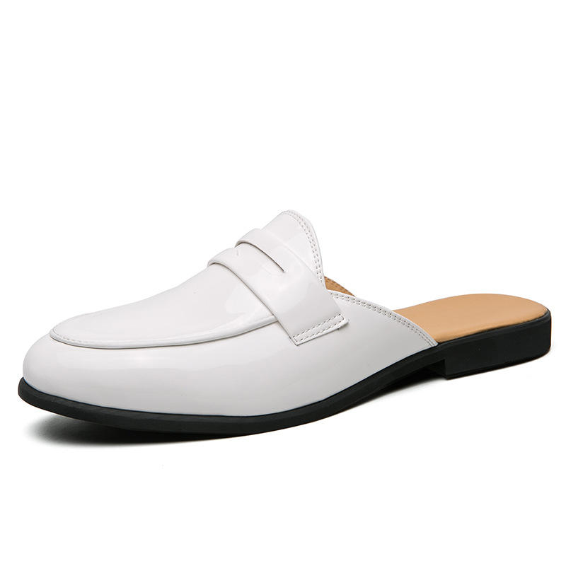 Closed Toe Half Support Leather Shoes Heel-free Men's Slippers foto 4