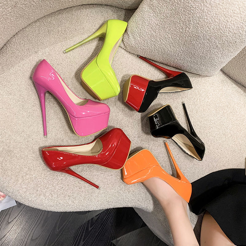 Sexy Stiletto Waterproof Platform Shallow Mouth Internet Celebrity Nightclub Shoes foto 2
