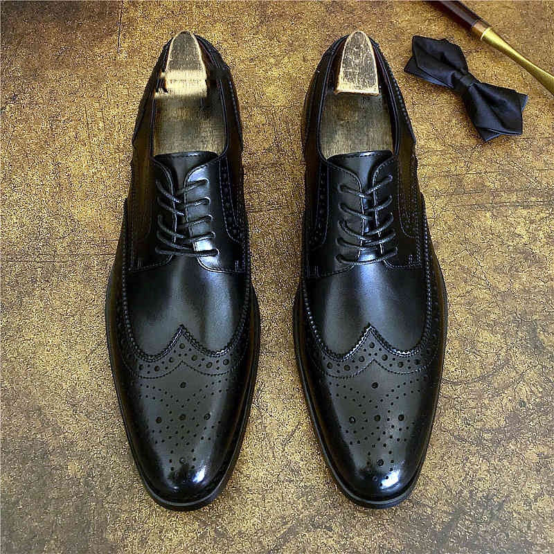 Genuine Leather Brogue Business Formal Wear Leather Shoes foto 5