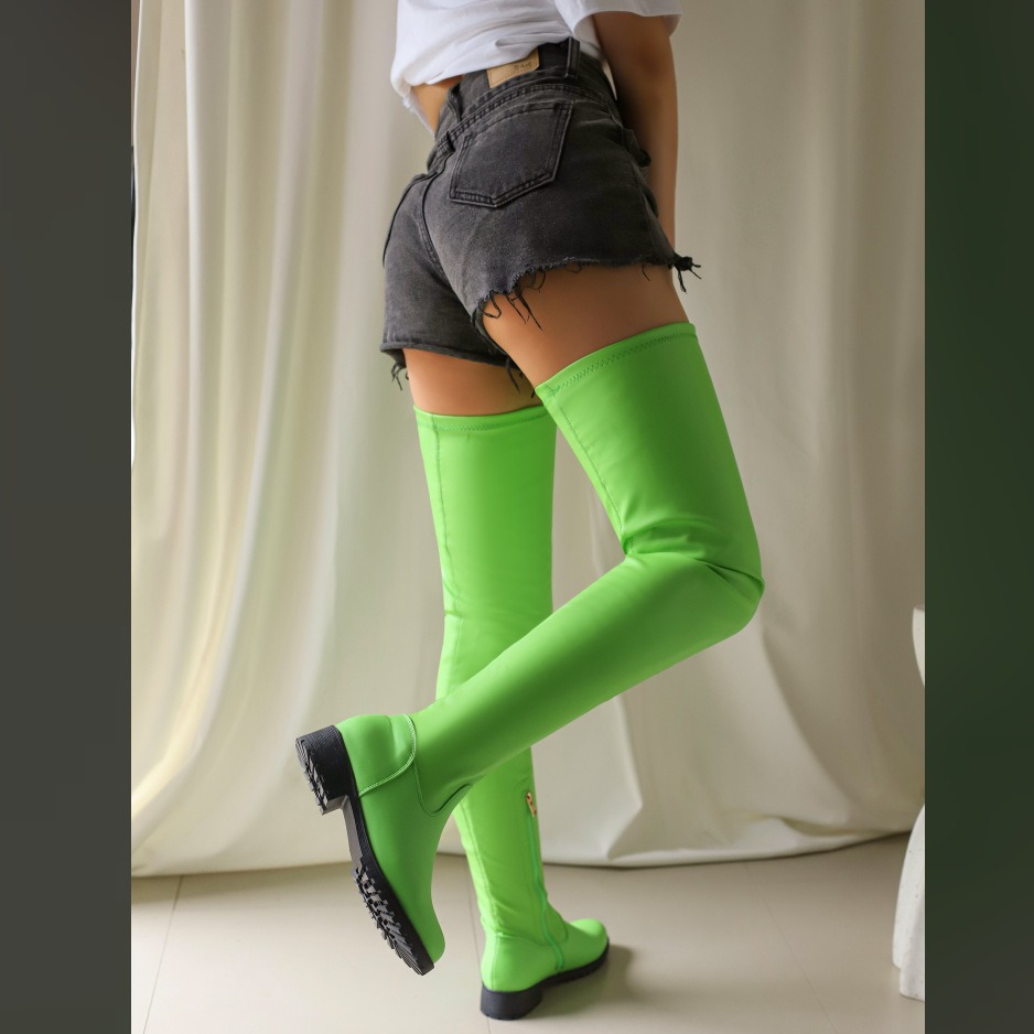 Plus-size Womens Over-the-knee Chunky-heeled Boots foto 5