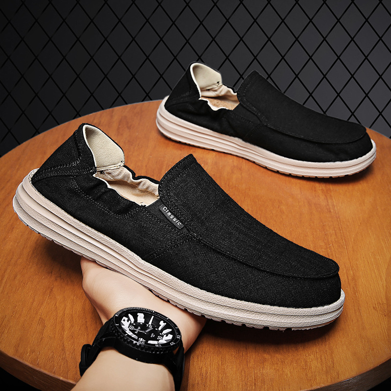 Plus Size Men's Canvas Shoes One Pedal Loafer Cloth Shoes foto 4