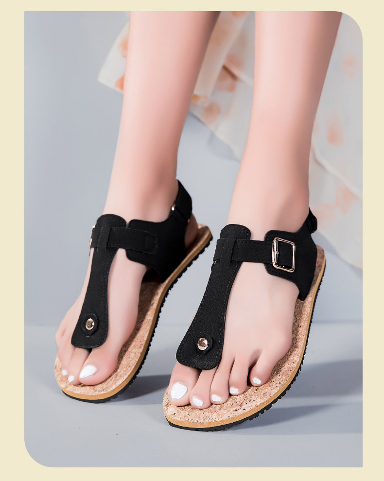 Womens Wooden-Grain Sandals With Non-Slip Soles foto 3