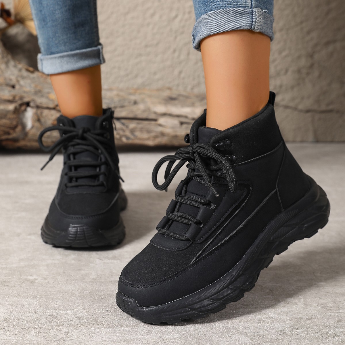 Thick-soled Fleece Lined Padded Warm Keeping Hiking Shoes Cotton-padded Shoes foto 5