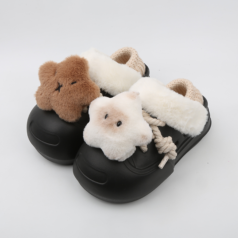 Cute Plush Detachable Fleece-lined Insulated Outdoor Slip-ons With A Thick Sole foto 5