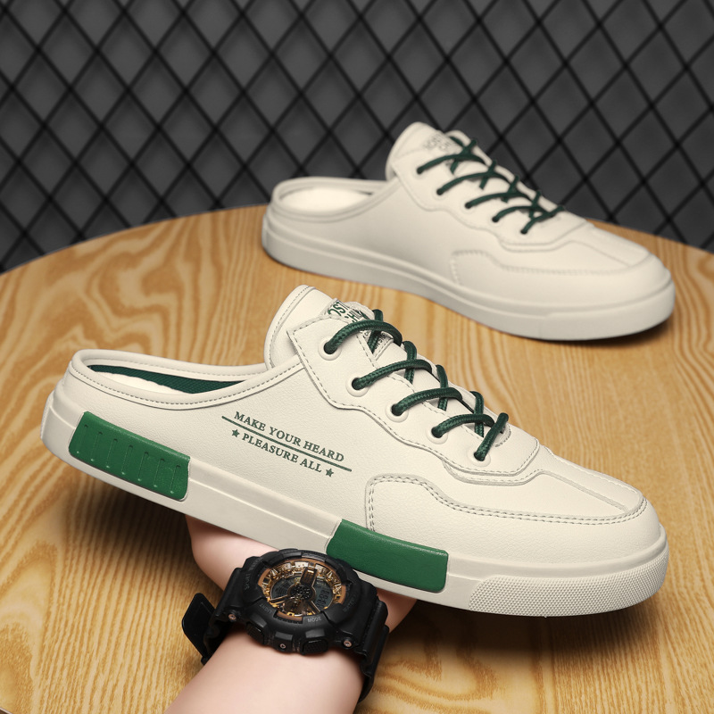 Men's Sneakers Sleeve Casual Fashion Pump Leather Color Matching Student White Shoes foto 3