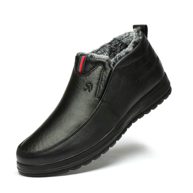 Fleece-lined Thick Waterproof Leather Cotton Shoes foto 5